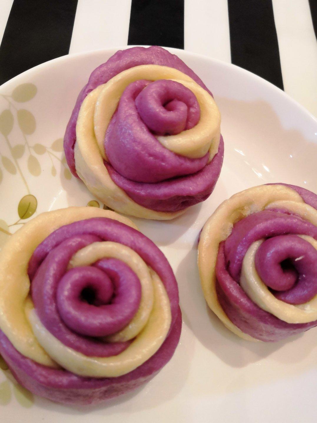 紫薯玫瑰花馒头