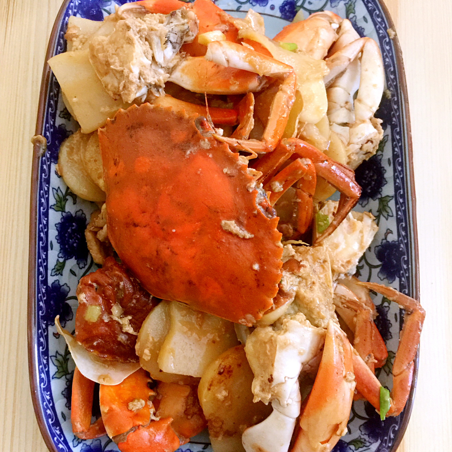 姜葱青蟹炒年糕