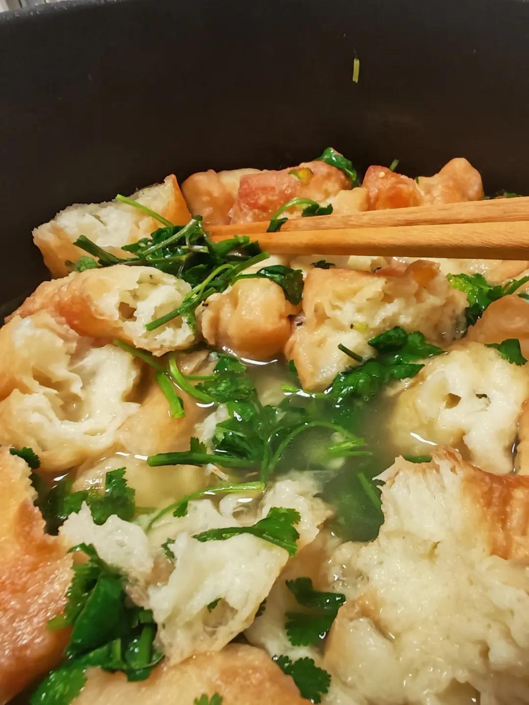 老天津果子汤（油条香菜汤）