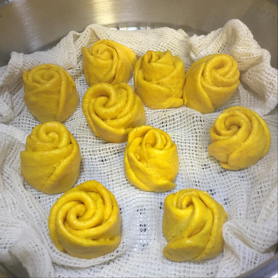 南瓜玫瑰馒头（一次发酵法）