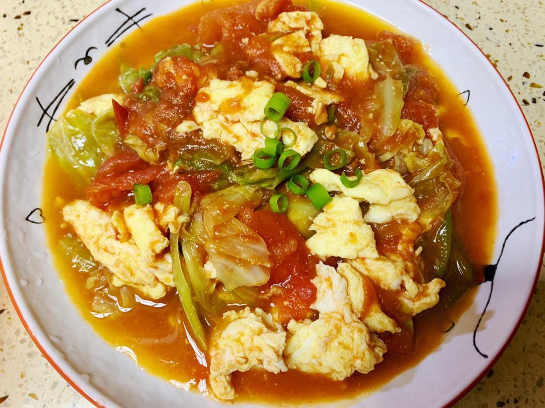 西红柿圆白菜炒蛋