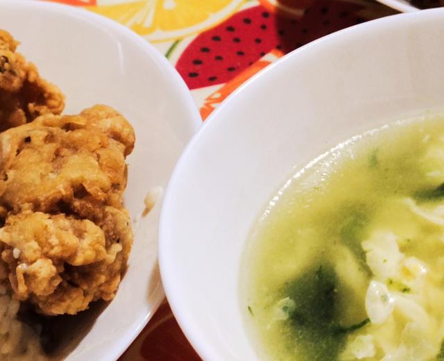 熊熊白白-蘑菇鸡排饭 配 芙蓉菠菜汤的做法