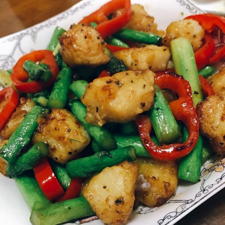 蒜香龙利鱼炒芦笋（减脂餐）