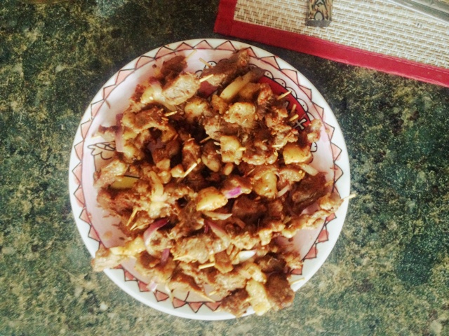 微波炉速成羊肉串