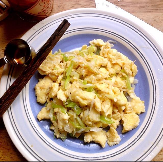 和风味大葱炒鸡蛋—我的轻素食（5）的做法