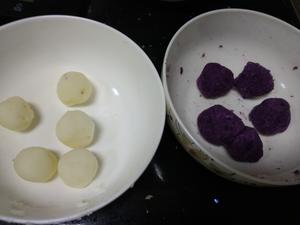 紫薯铁棍山药双拼仿月饼的做法 步骤4