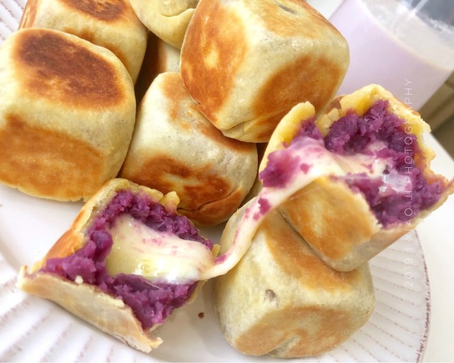 网红爆浆紫薯仙豆糕(低卡版)超长拉丝的做法