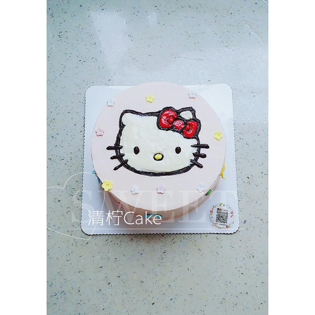 6寸kitty芝士慕斯蛋糕