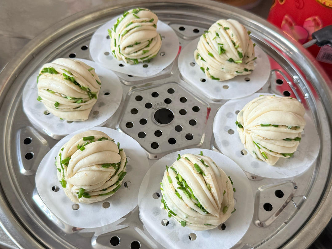 葱油花卷，一根筷子卷出漂亮的造型