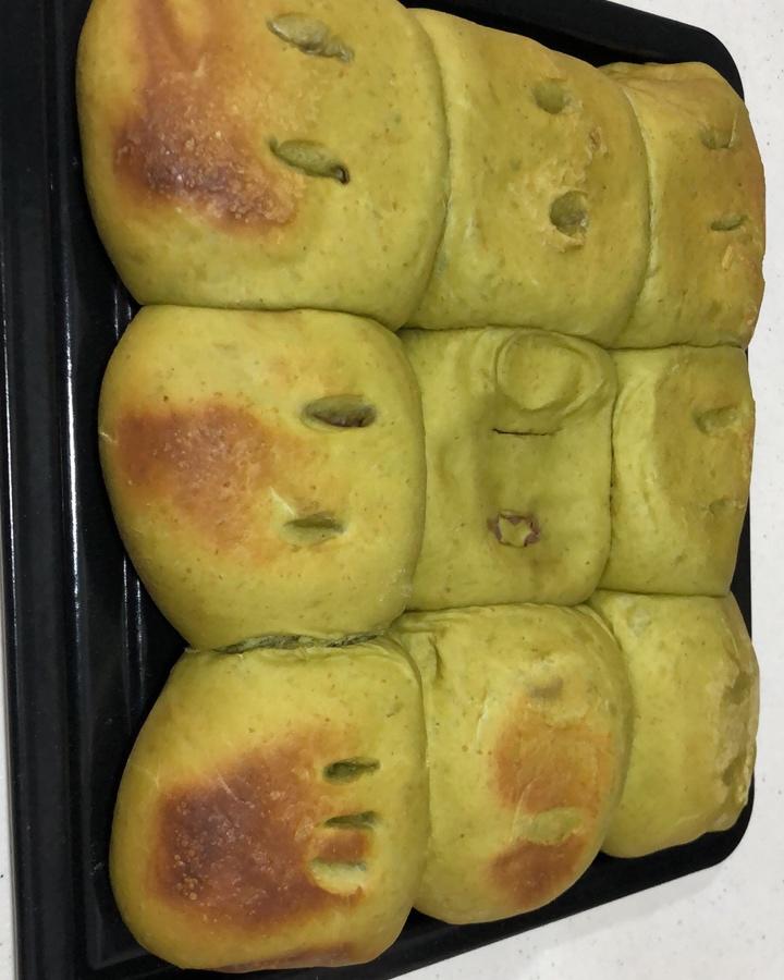 抹茶豆沙小面包（无油脂）