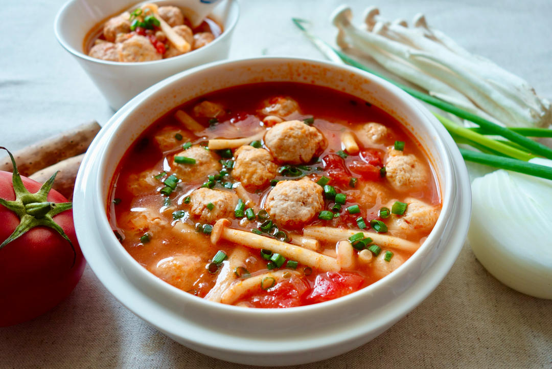 番茄浓汤小肉圆（土猪瘦肉版）