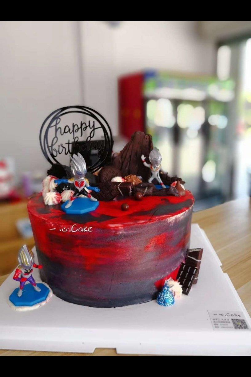 超级无敌美貌简单的刺绣风 奥特曼生日蛋糕