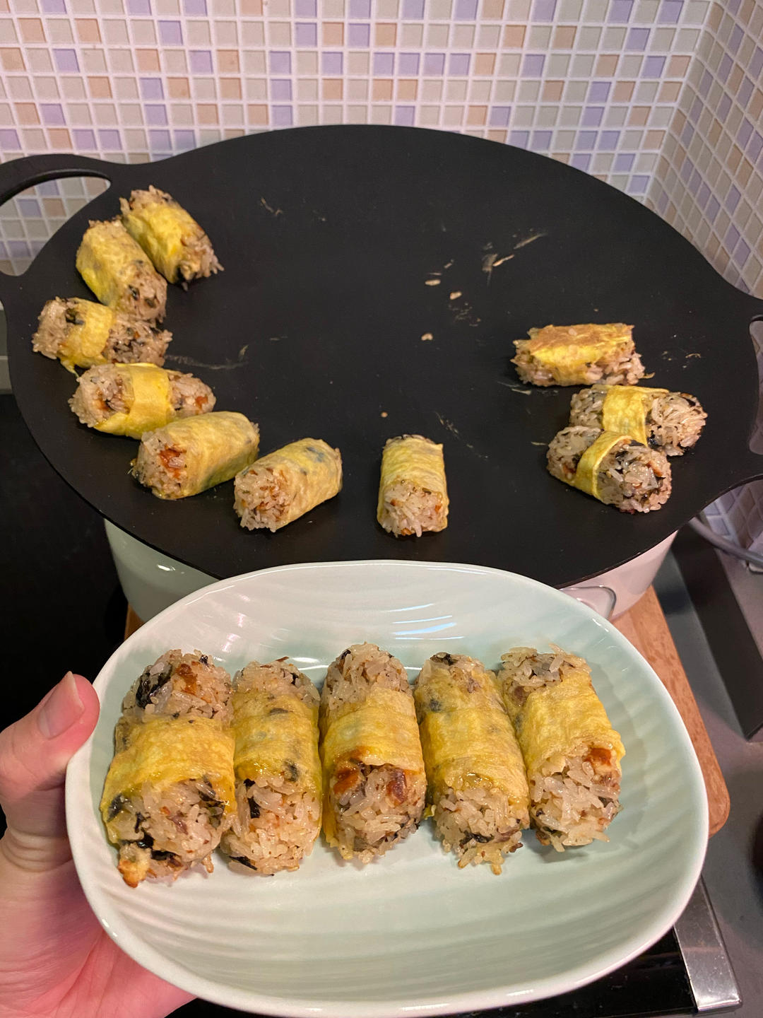 蛋皮卷饭团【10月北鼎烤肉锅食谱】