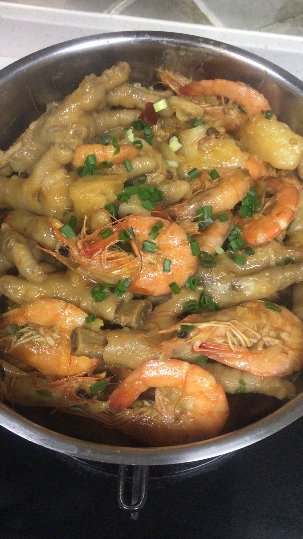 明虾鸡爪煲