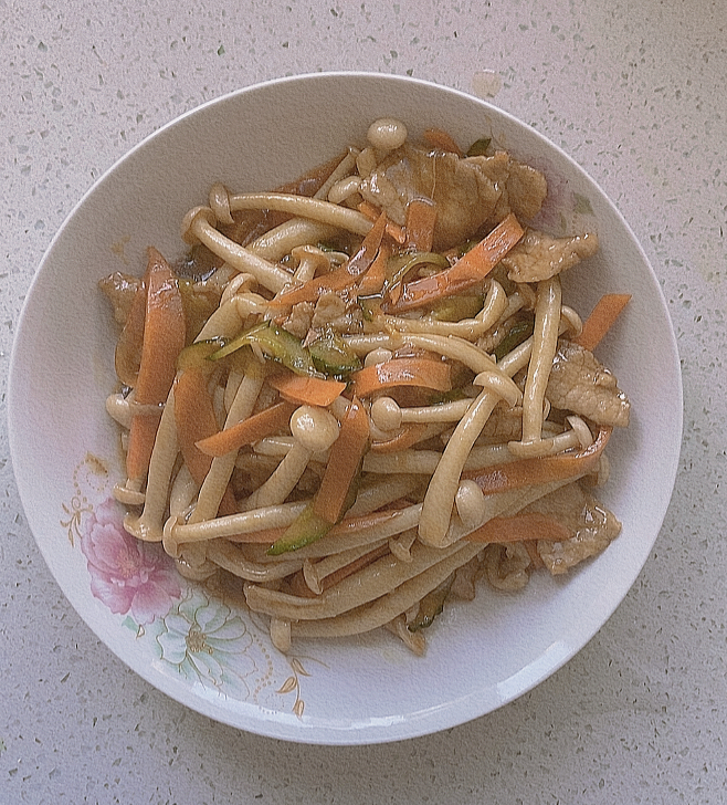 白玉菇炒肉下饭菜