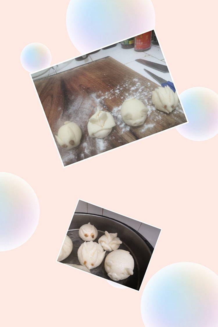 玫瑰、小兔子花样馒头做法