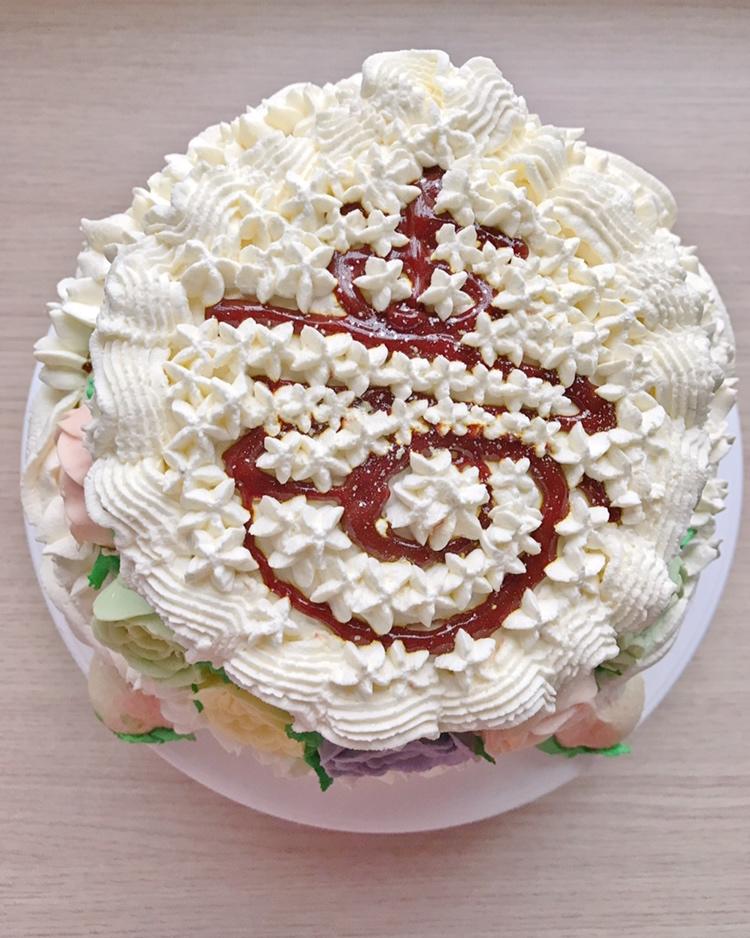 寿字祝寿蛋糕(含寿桃做法)