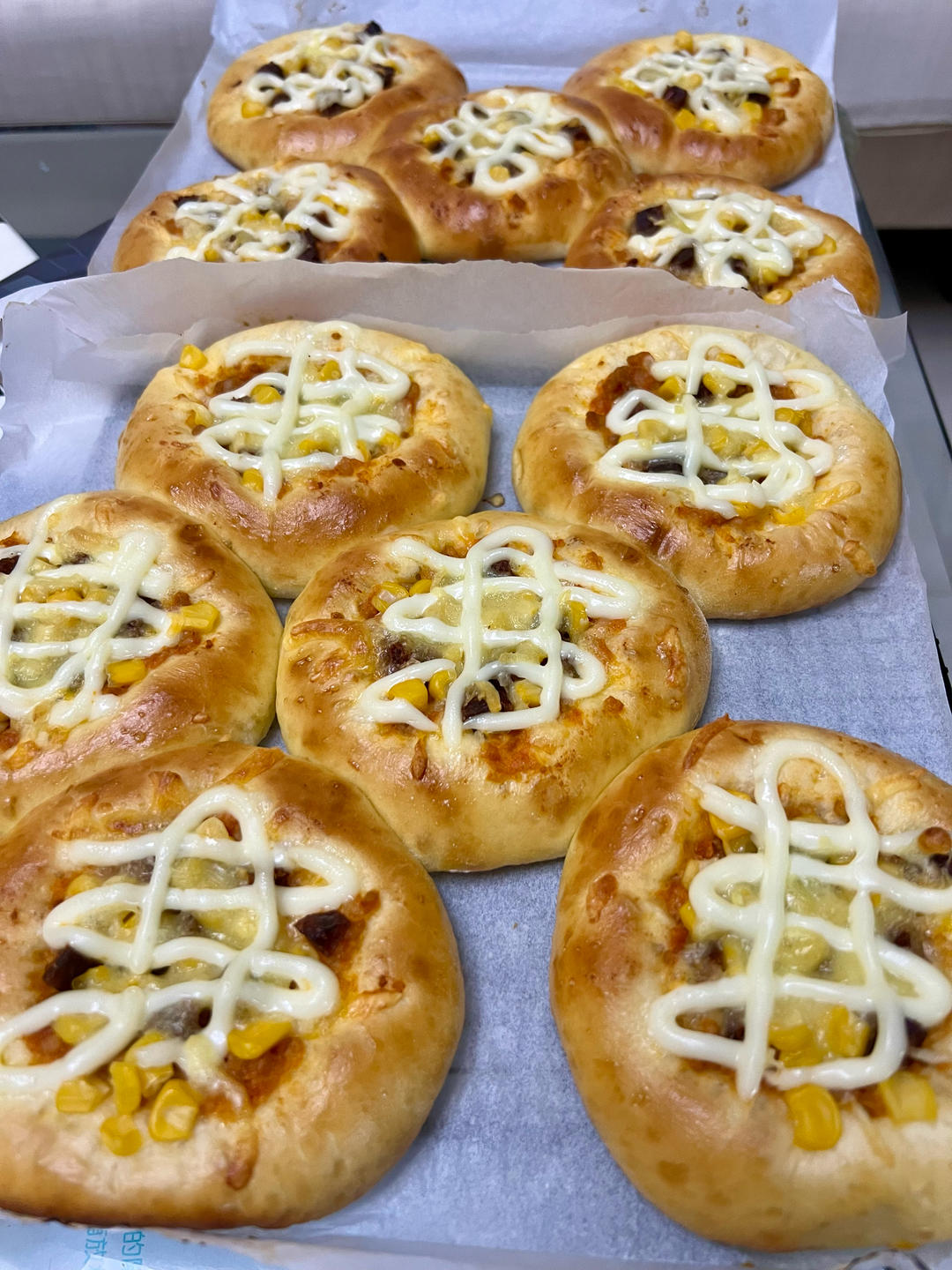 🍕快手简单｜一次发酵｜可可爱爱火腿披萨小面包｜学生早餐