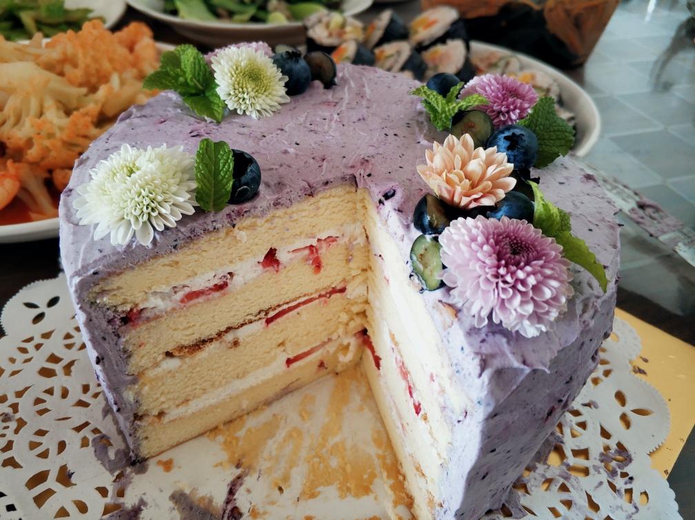 6寸四层夹心奶油蛋糕（蓝莓+草莓）