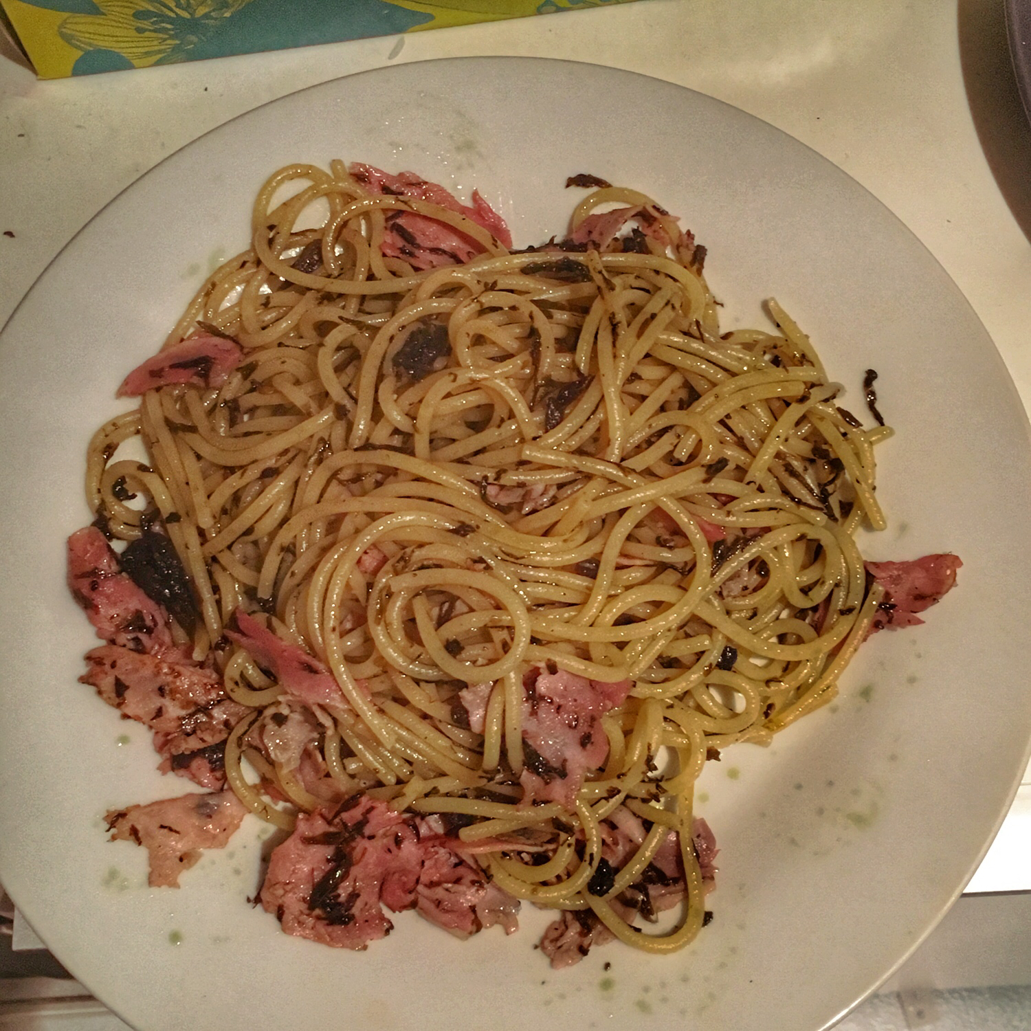 可能是最好吃系列--橄榄菜培根意面