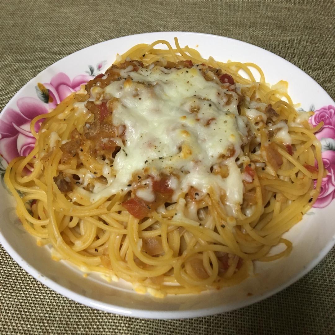 （完胜必胜客的）番茄肉酱意大利面～