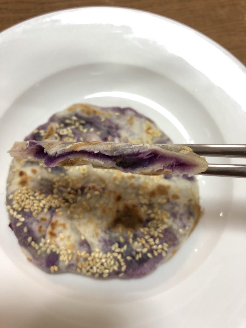 软糯香甜❗️平底锅奶香紫薯糯米饼