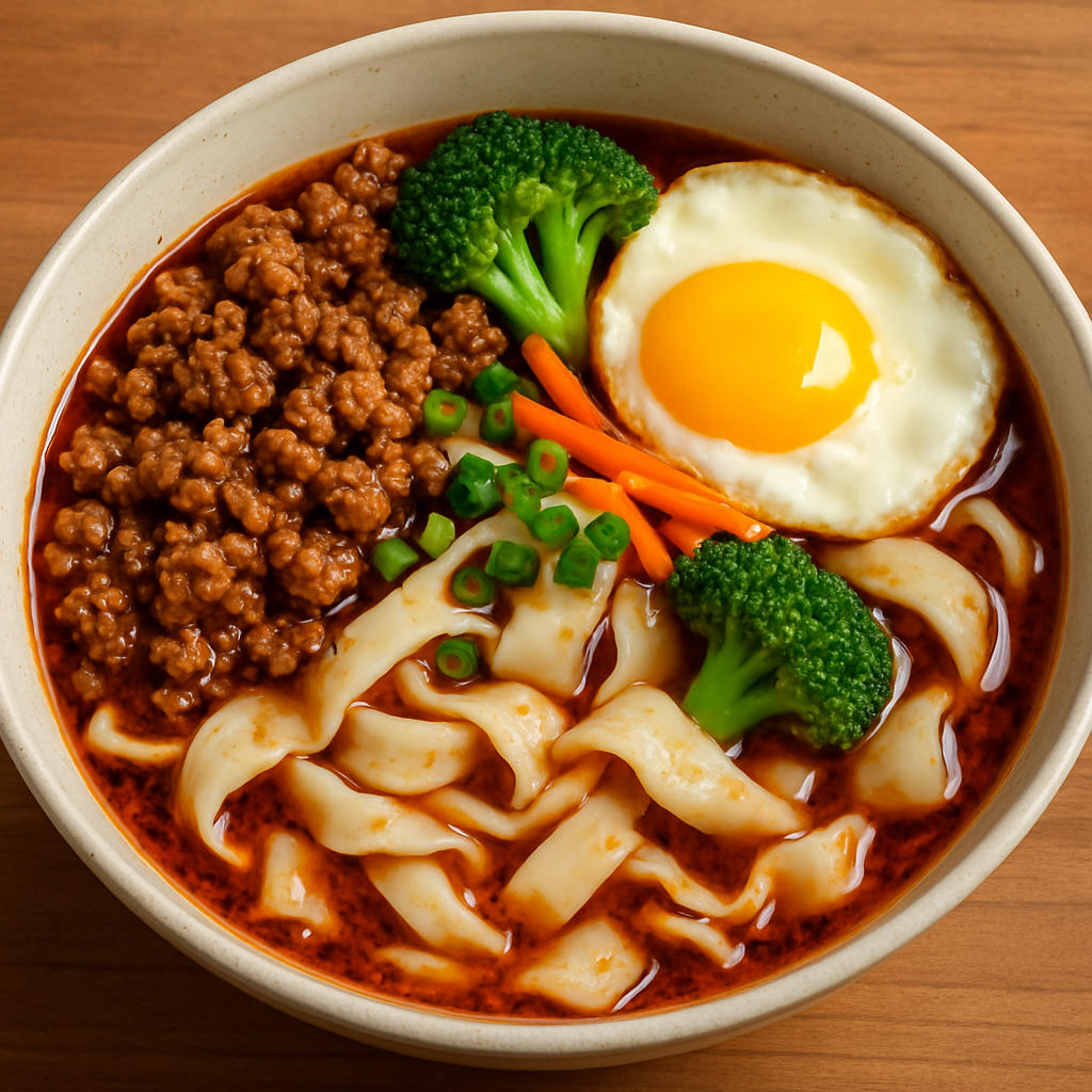 香辣肉沫刀削面