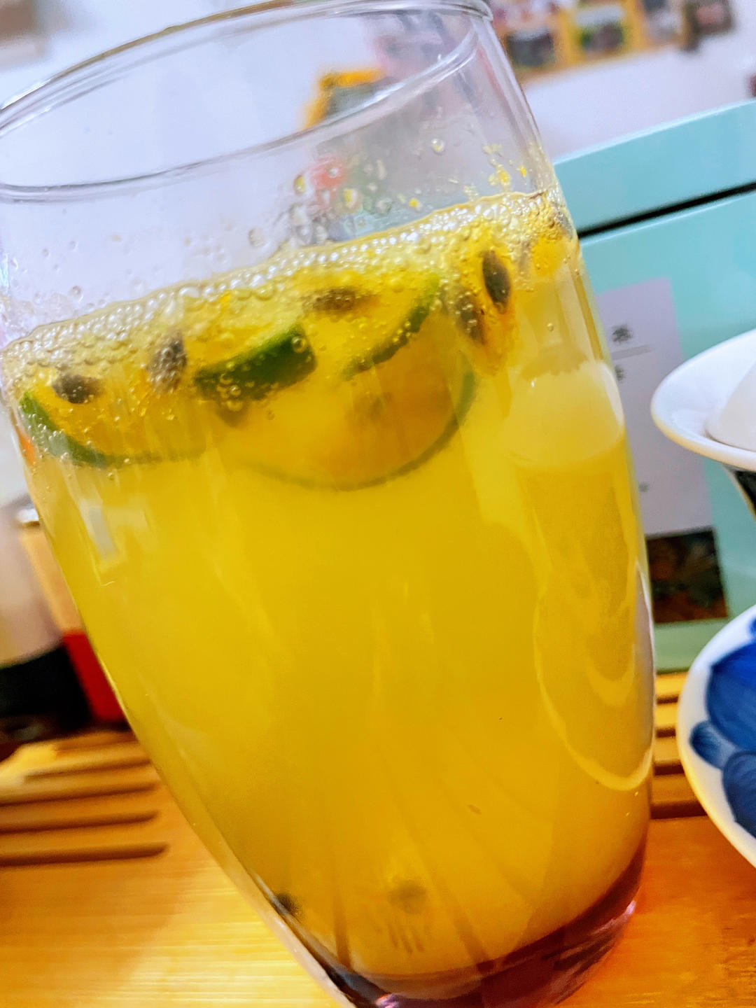 青柠/青桔百香果气泡水/夏日必备
