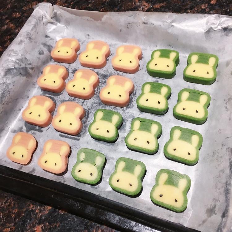 抹茶兔兔曲奇（比熊猫简单！超详细实物图+超良心手绘图）