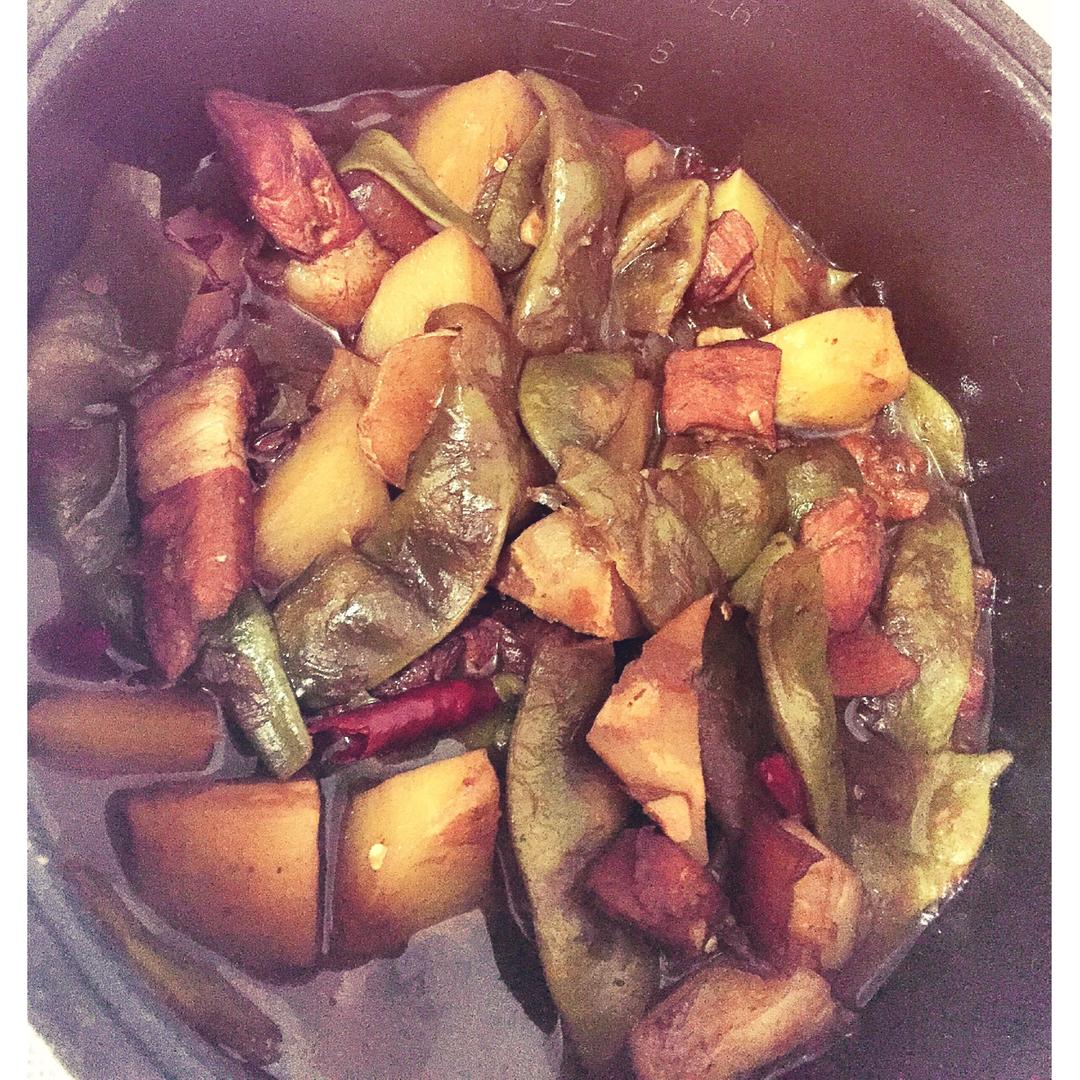 红烧肉炖豆角土豆（大炖菜）