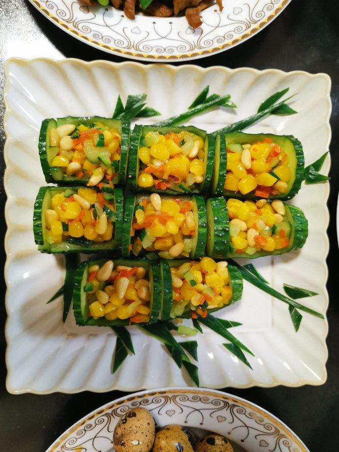 最美年夜饭-🎋翠竹报春节节高🥒（黄瓜玉米火腿鸡丁沙拉）