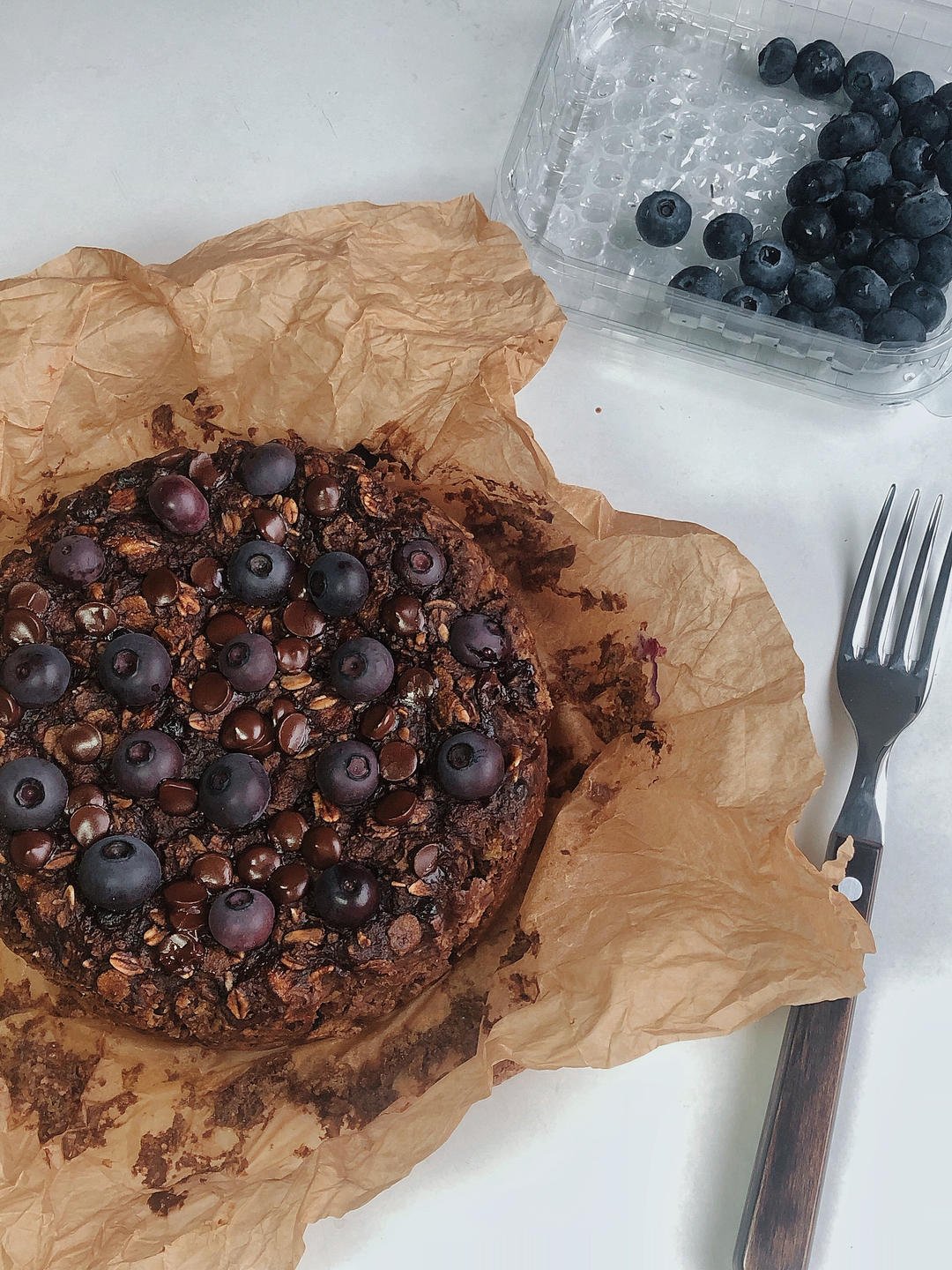💟蓝莓香蕉巧克力燕麦蛋糕｜无油无面粉