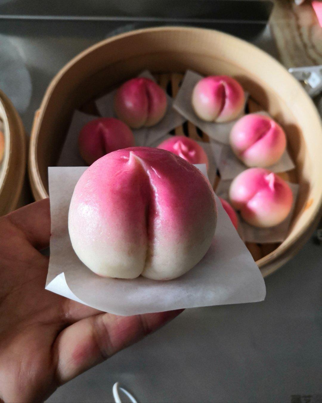 小猪咪咪做的双料子母寿桃