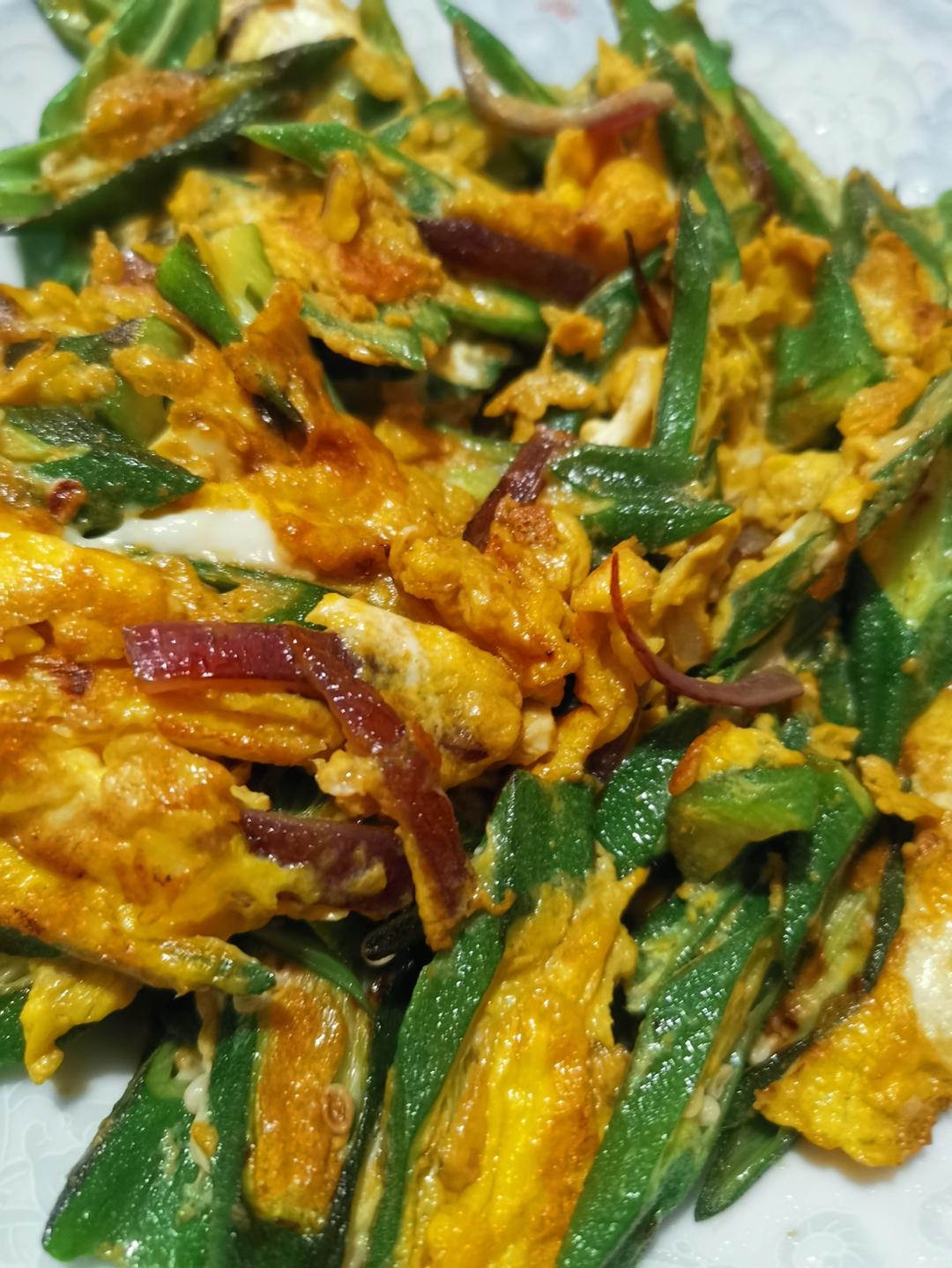 家常快手菜｜秋葵炒鸡蛋，营养健康！