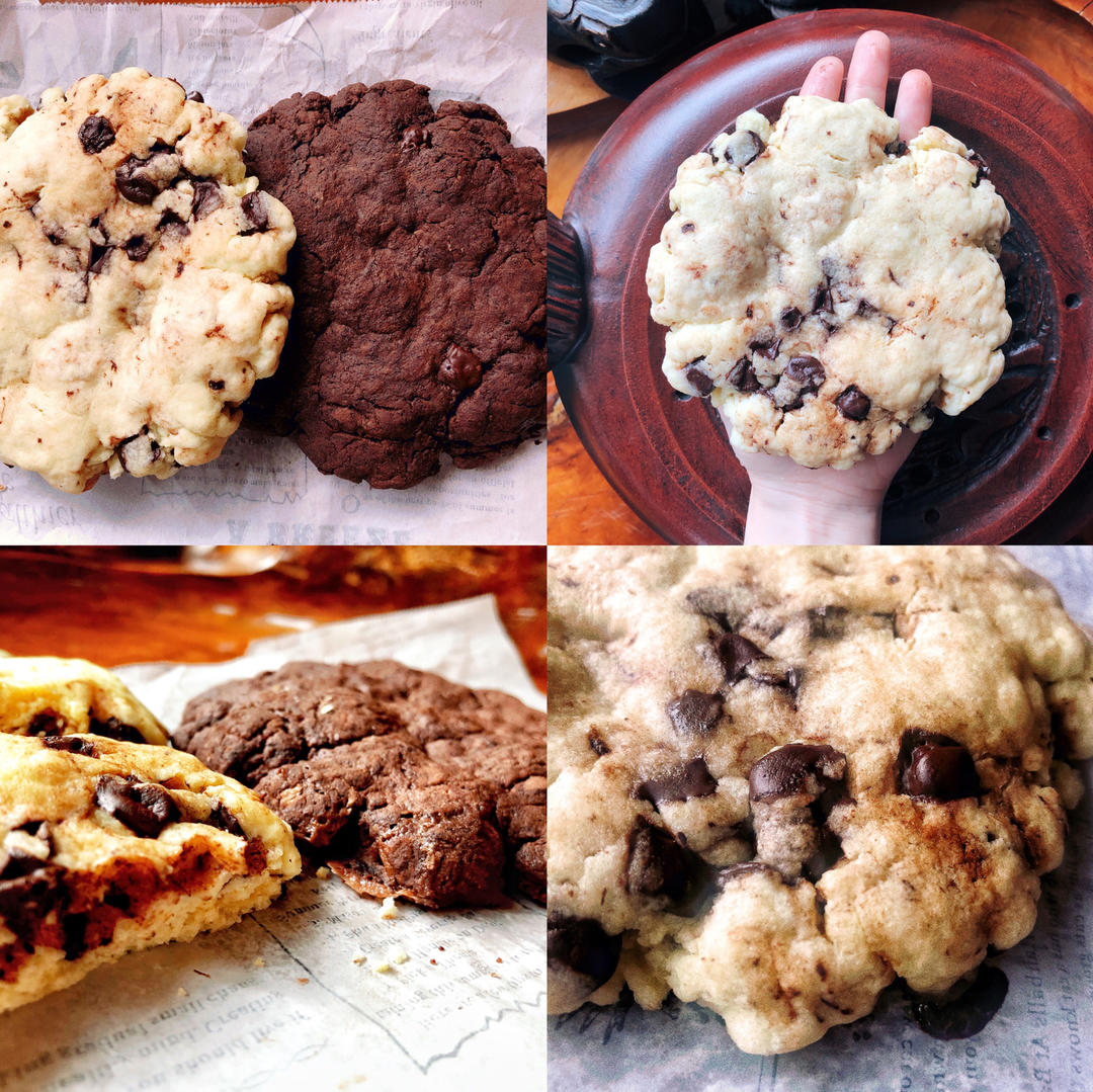 只需一分钟微波炉❗️美式巧克力黄油曲奇🍪双口味 比手掌还大