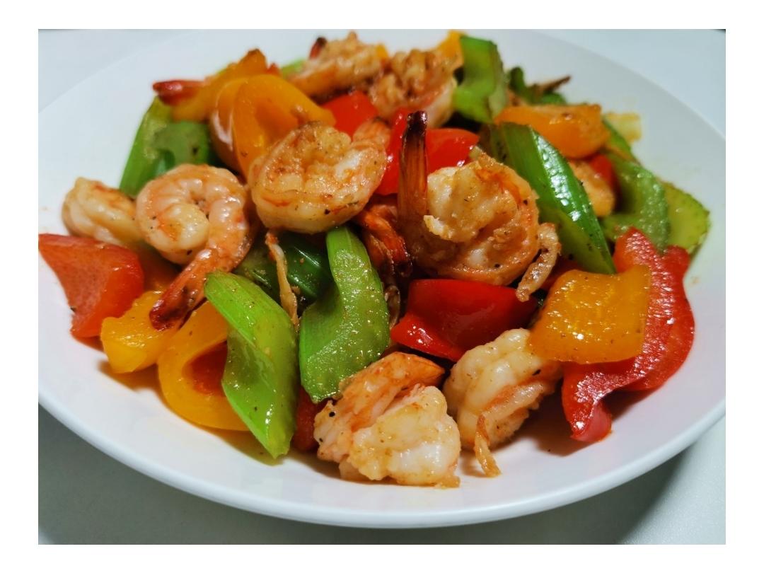黑椒虾仁炒彩椒