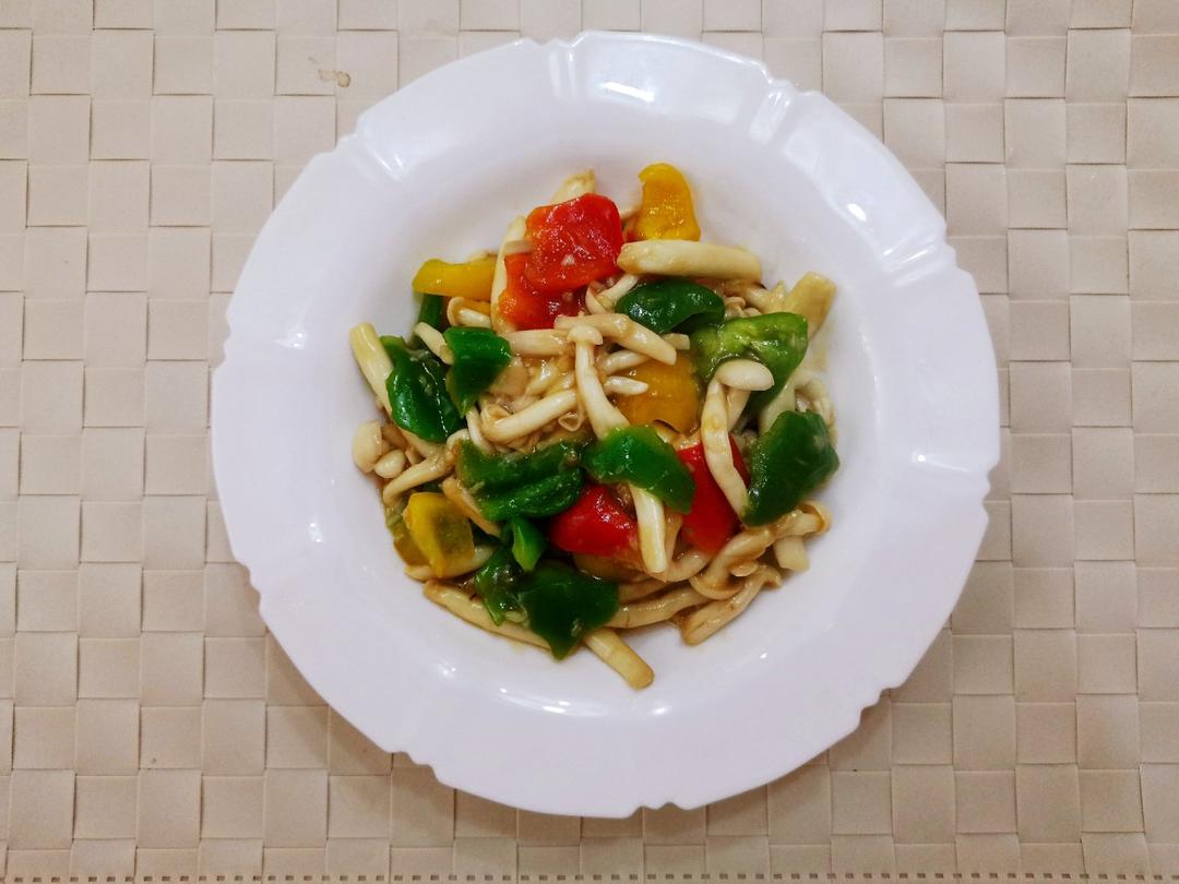 蚝油彩椒白玉菇