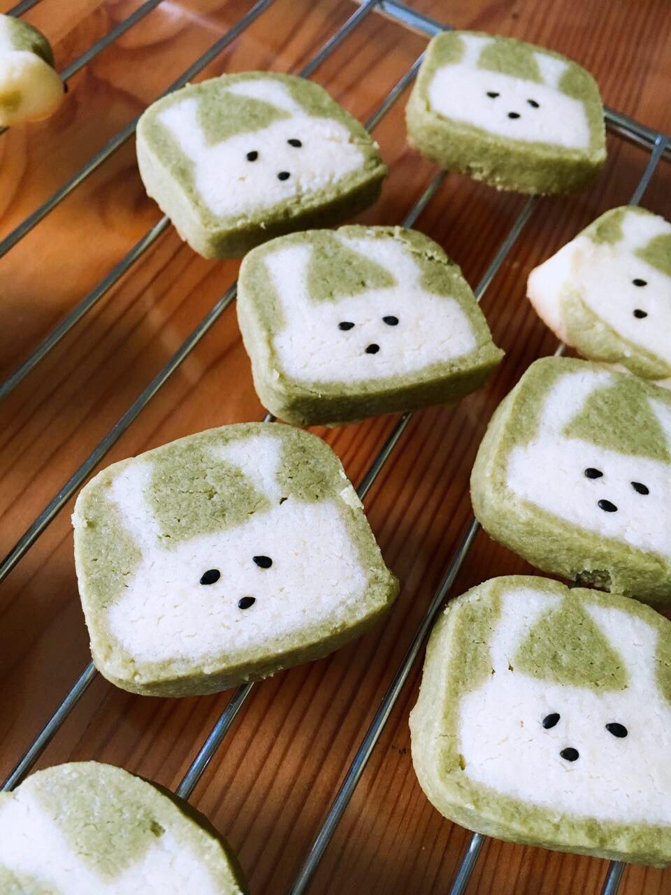 抹茶兔兔曲奇（比熊猫简单！超详细实物图+超良心手绘图）