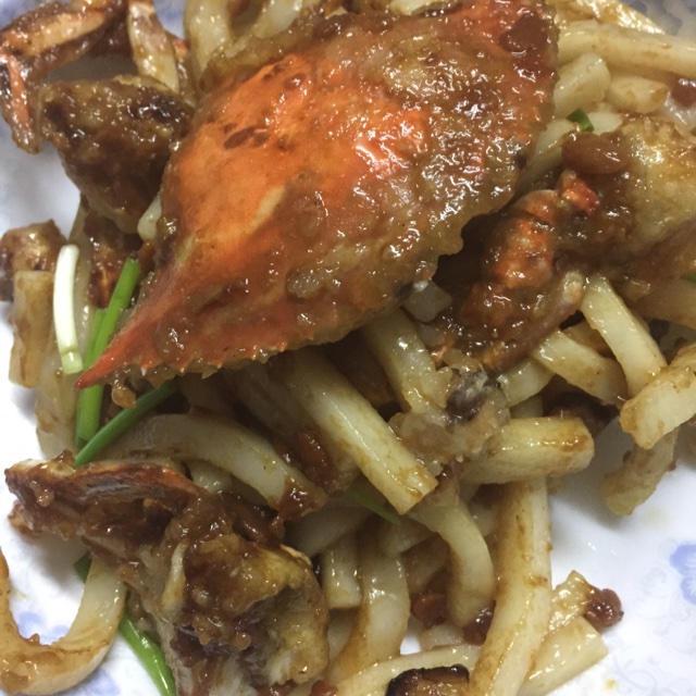 姜葱青蟹炒年糕