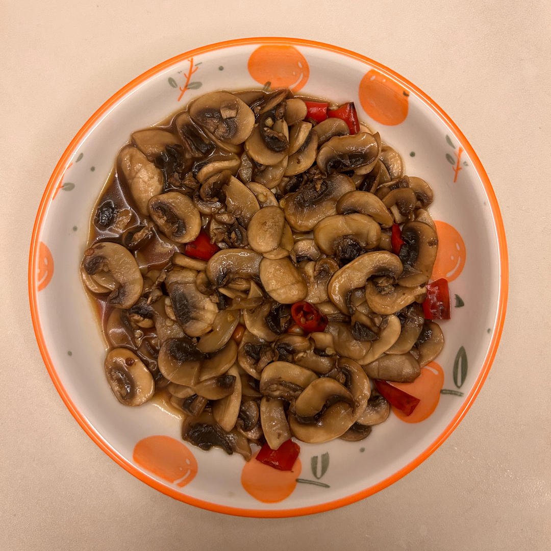 素炒鲜口蘑（白蘑菇），快手家常菜