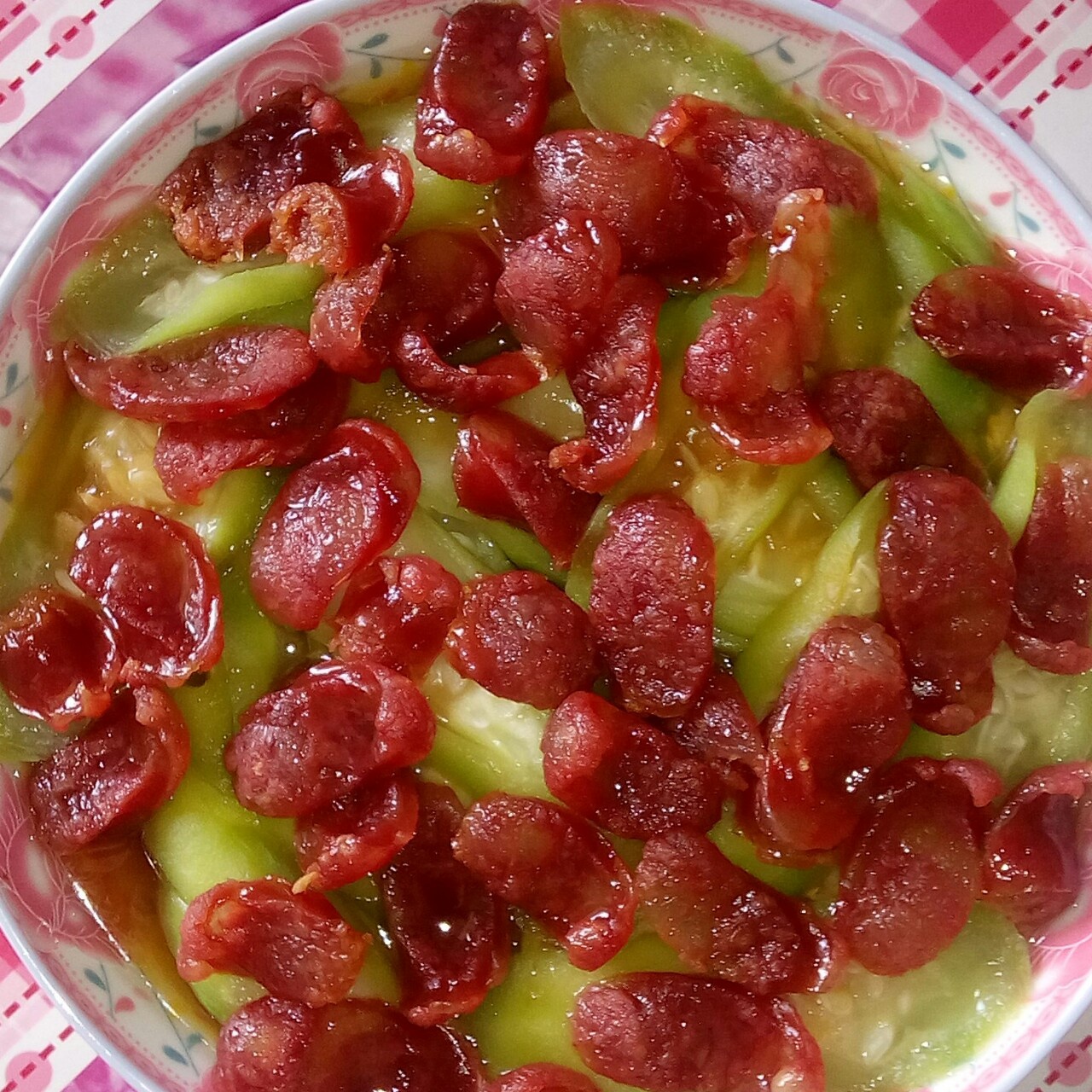 【丝瓜蒸香肠】鲜嫩美味傻瓜菜
