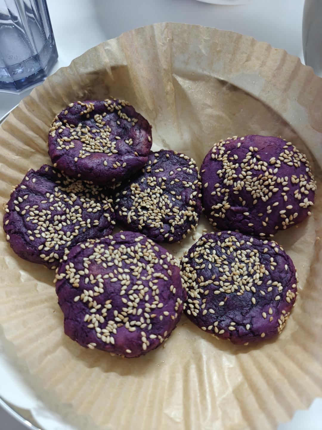 空气炸锅🥛奶香紫薯饼🔥软糯Q弹好吃不能停