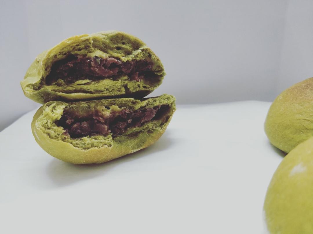 抹茶豆沙小面包（无油脂）