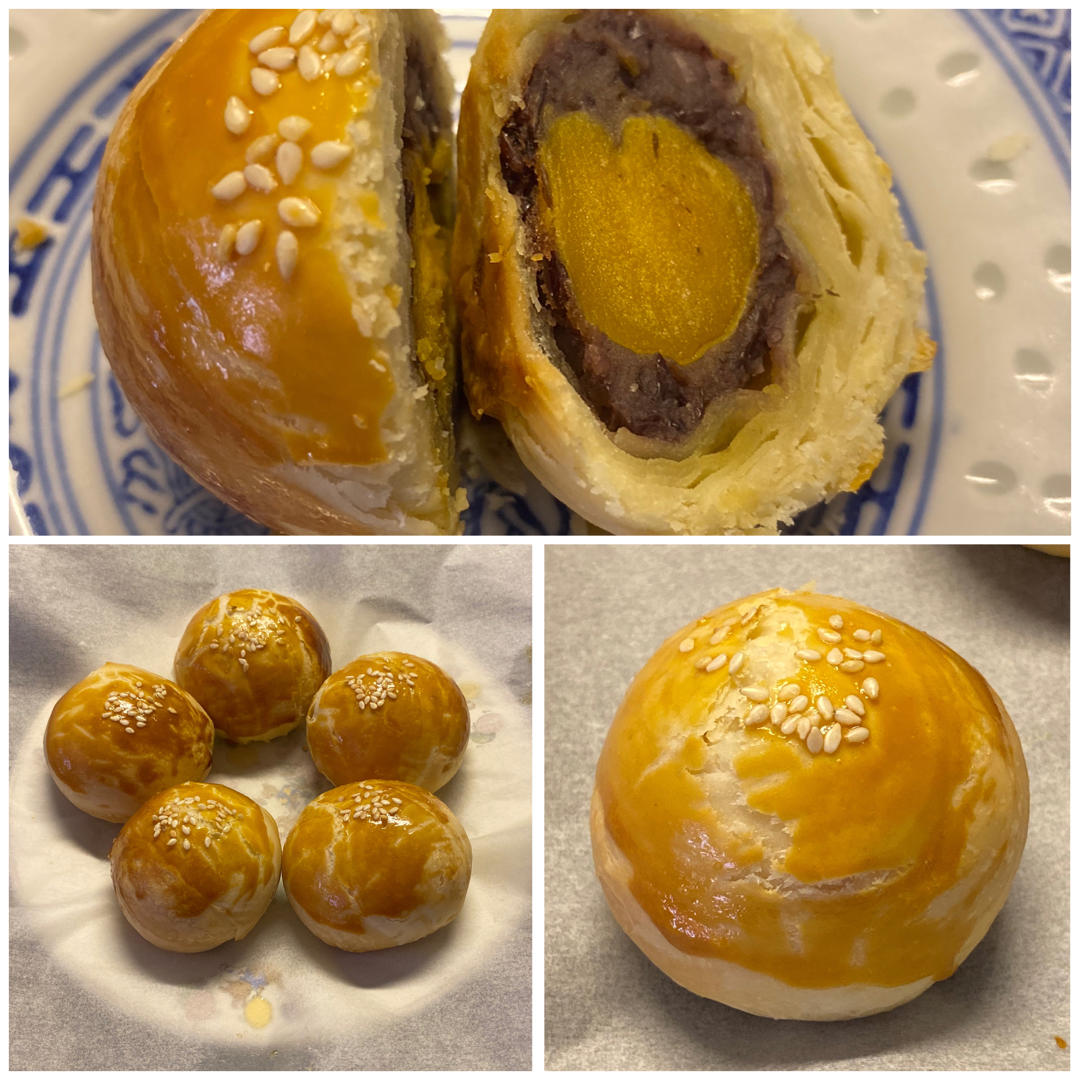 一口酥掉渣的植物油版豆沙蛋黄酥（详细版新手小白必入）