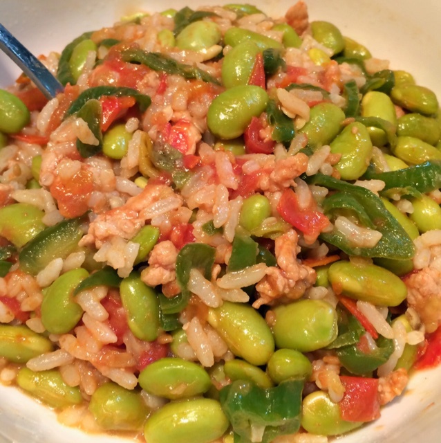 肉末番茄烧毛豆