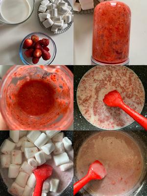 无需淡奶油，棉花糖草莓冰淇淋的做法 步骤1