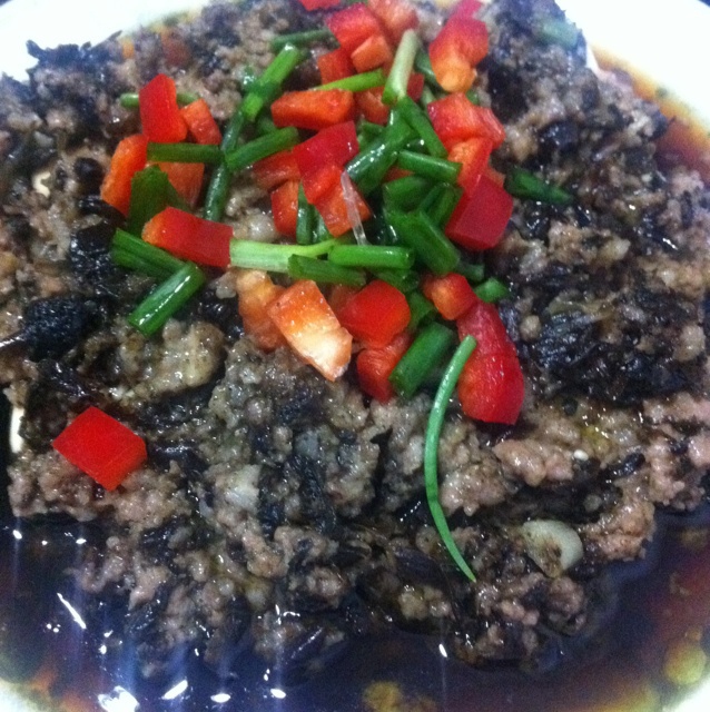 榄菜肉末蒸豆腐