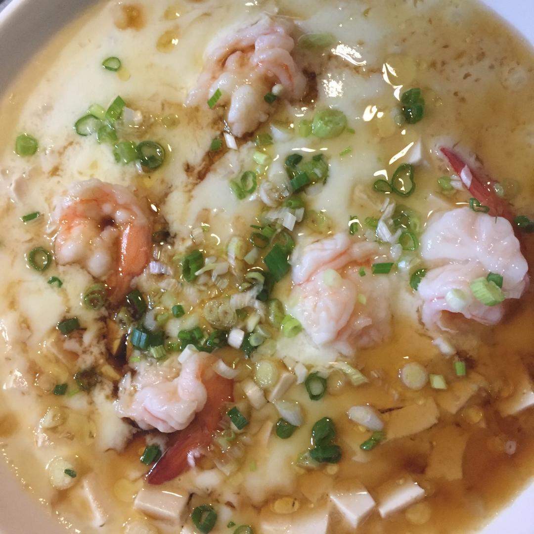 虾仁豆腐蒸水蛋