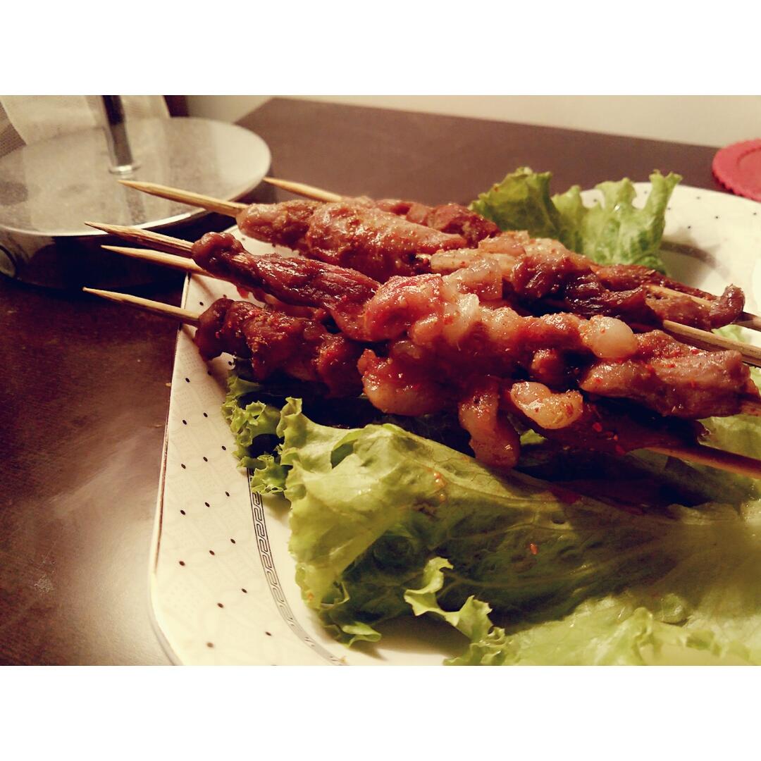 微波炉速成羊肉串
