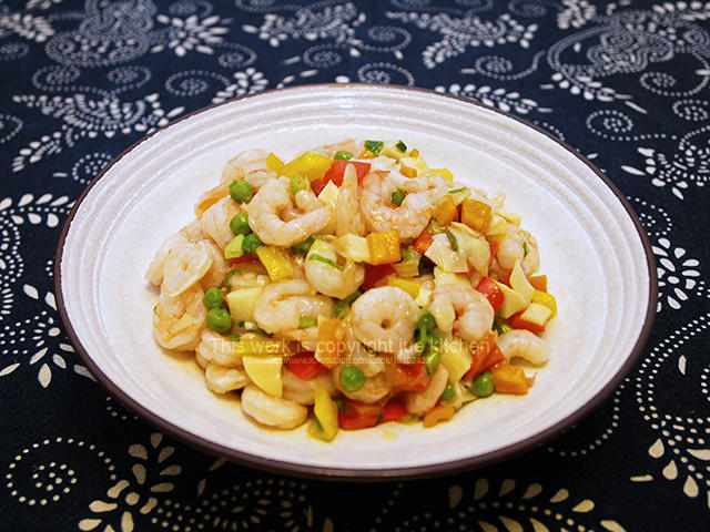 彩椒冬笋炒虾仁